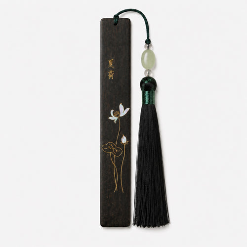 Summer Lotus shell-inlay bookmark
