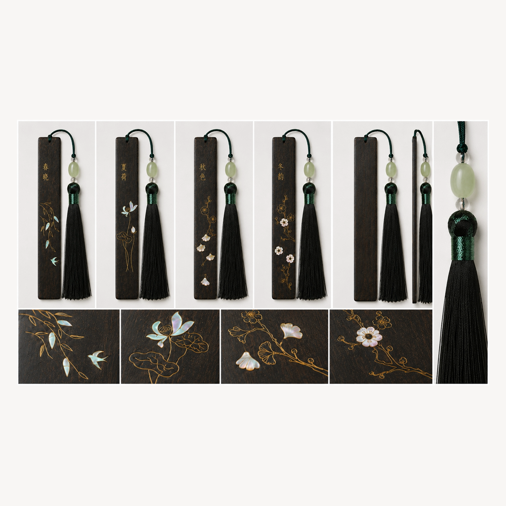 Four Seasons Bookmark Set: Spring Dawn, Summer Lotus, Autumn Hues, and Winter Resonance