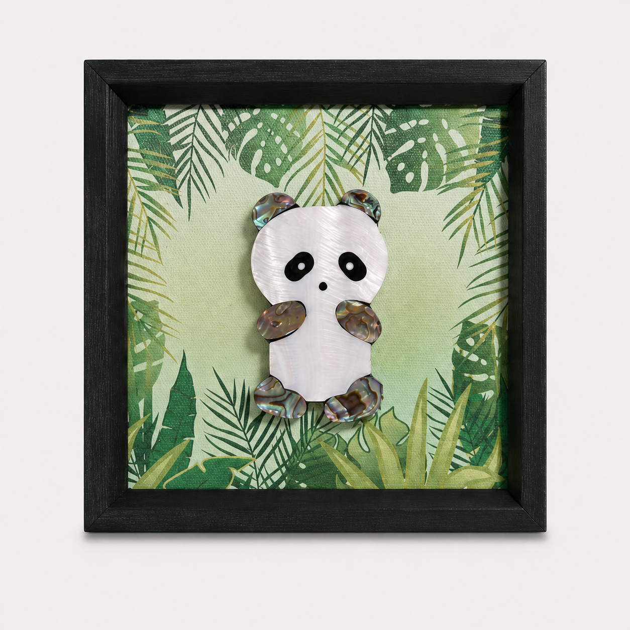 Panda shell-inlay picture, front view