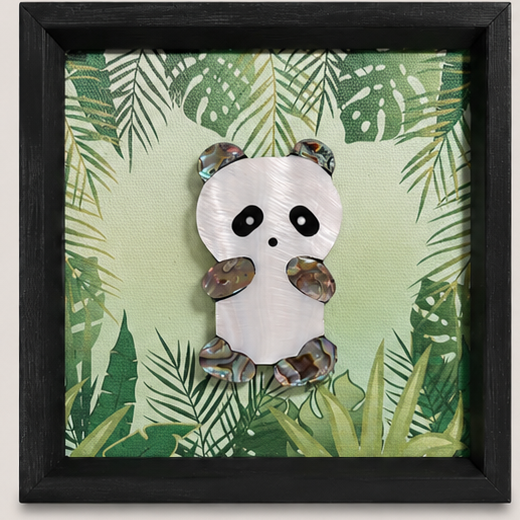 Panda shell-inlay picture, front view