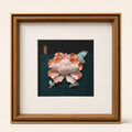 Pink floral shell-inlay picture in a wood frame