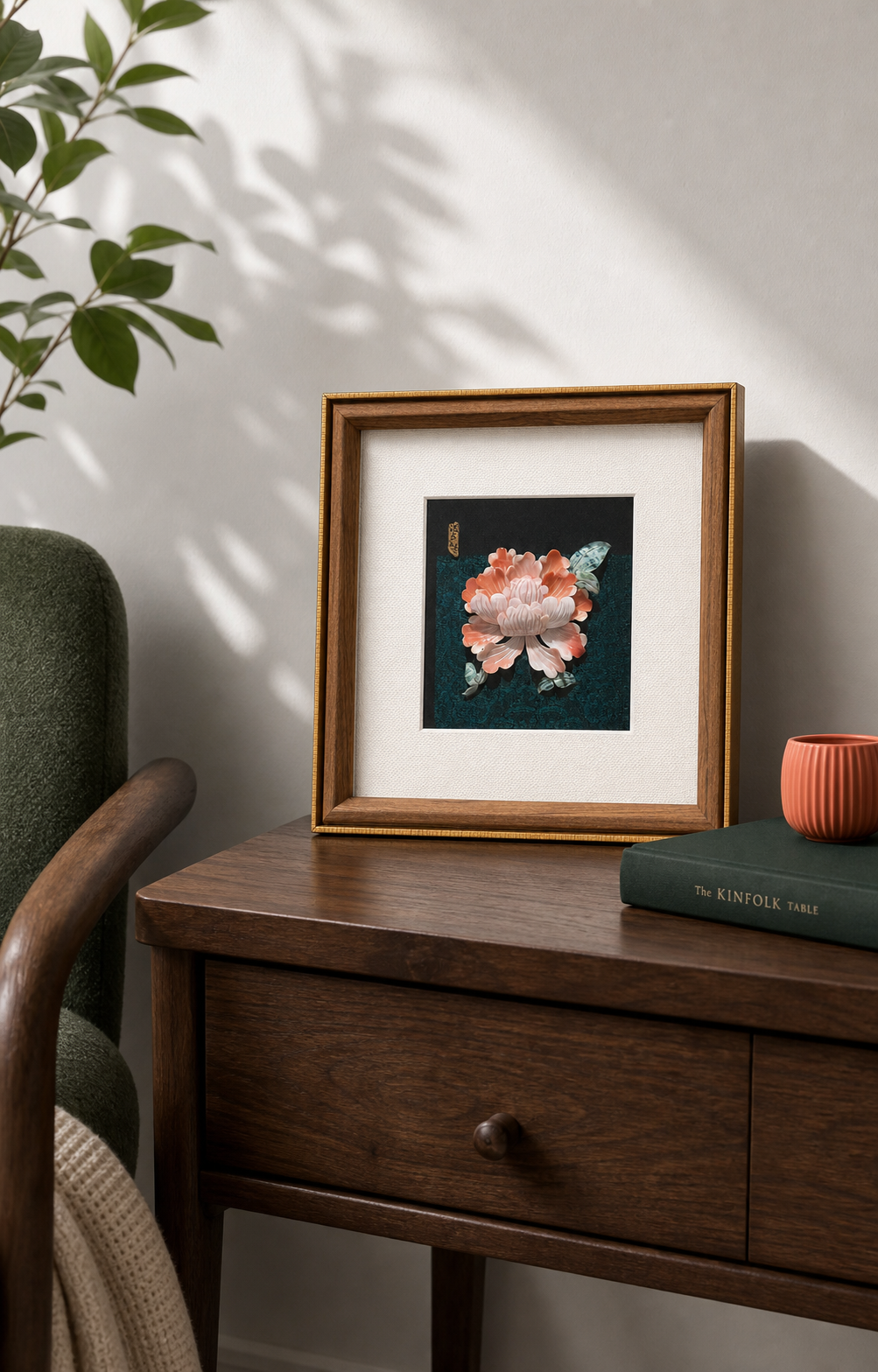 Illustrative placement scene for Pink Floral Shell-Inlay Picture