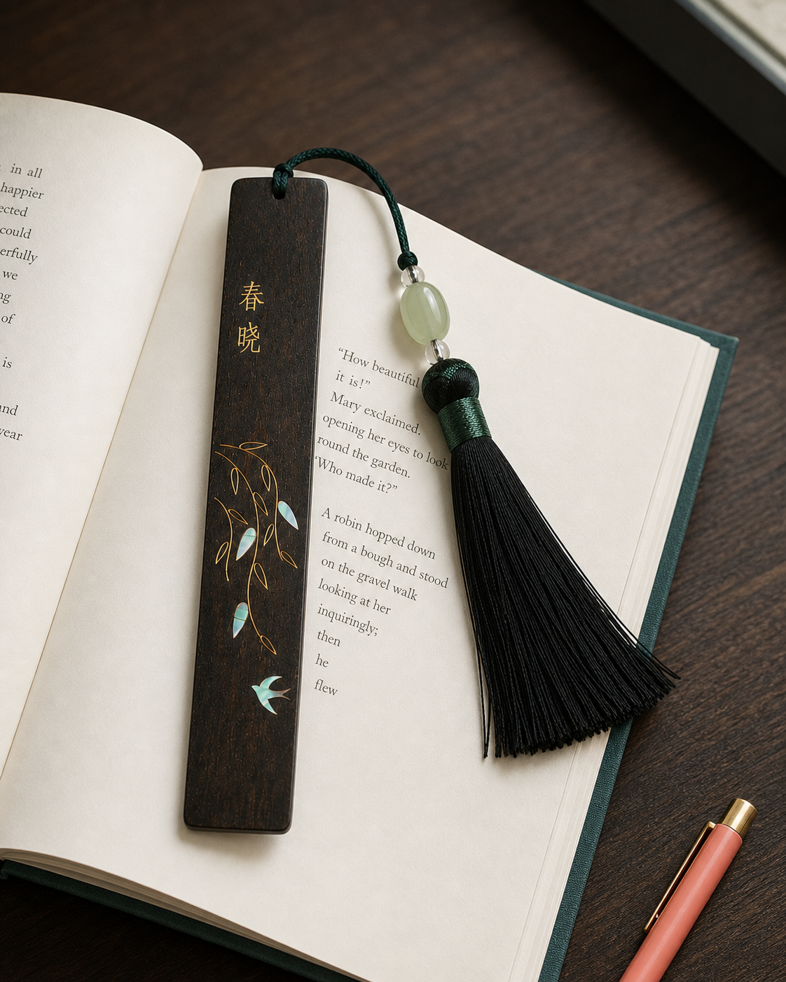 Illustrative placement scene for Spring Dawn Bookmark